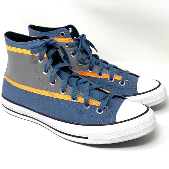 Converse Mens Size 9.5 169452F CTAS HI Lakeside Blue Flash Orange Canvas Sneaker